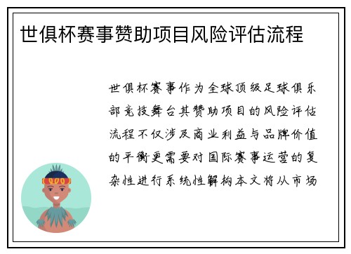 世俱杯赛事赞助项目风险评估流程